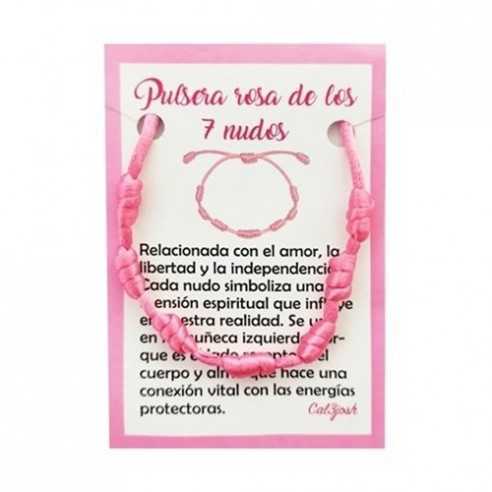 Pulsera 7 nudos rosa para el amor o contra la soledad