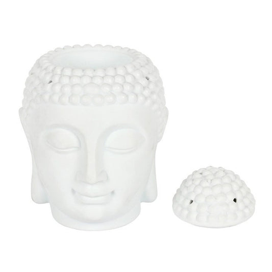 Quemador de aceite de cerámica cabeza de Buda blanco 14cm